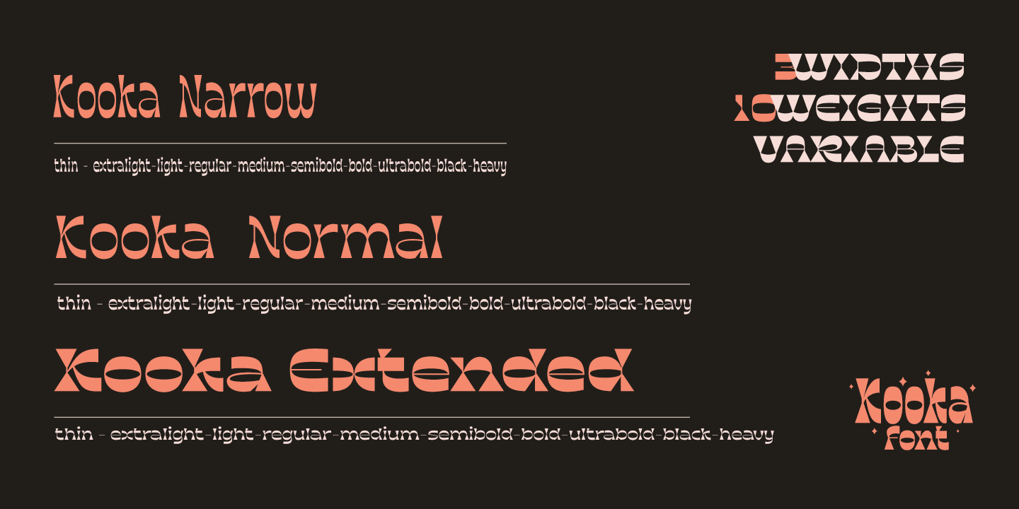 Kooka Light Expanded Font preview
